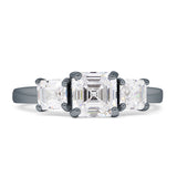 Asscher Cut Engagement Ring Three Stone Cubic Zirconia 925 Sterling Silver