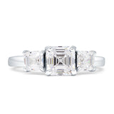 Asscher Cut Engagement Ring Three Stone Cubic Zirconia 925 Sterling Silver