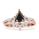 Two Piece Kite Bridal Ring Cubic Zirconia 925 Sterling Silver