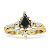 Two Piece Kite Bridal Ring Cubic Zirconia 925 Sterling Silver