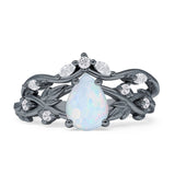 Two Piece Pear Teardrop Bridal Ring Cubic Zirconia 925 Sterling Silver