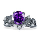 Art Deco Round Cubic Zirconia Infinity Leaf Design Bridal Ring 925 Sterling Silver