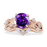 Art Deco Round Cubic Zirconia Infinity Leaf Design Bridal Ring 925 Sterling Silver