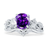 Art Deco Round Cubic Zirconia Infinity Leaf Design Bridal Ring 925 Sterling Silver