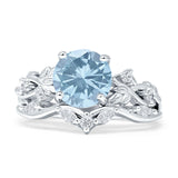 Art Deco Round Cubic Zirconia Infinity Leaf Design Bridal Ring 925 Sterling Silver