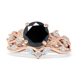 Art Deco Round Cubic Zirconia Infinity Leaf Design Bridal Ring 925 Sterling Silver