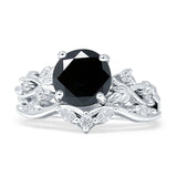 Art Deco Round Cubic Zirconia Infinity Leaf Design Bridal Ring 925 Sterling Silver