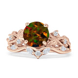 Art Deco Round Cubic Zirconia Infinity Leaf Design Bridal Ring 925 Sterling Silver