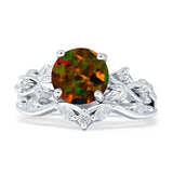 Art Deco Round Cubic Zirconia Infinity Leaf Design Bridal Ring 925 Sterling Silver