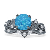 Art Deco Round Cubic Zirconia Infinity Leaf Design Bridal Ring 925 Sterling Silver