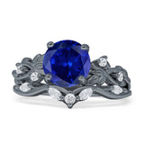 Art Deco Round Cubic Zirconia Infinity Leaf Design Bridal Ring 925 Sterling Silver