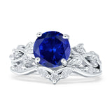 Art Deco Round Cubic Zirconia Infinity Leaf Design Bridal Ring 925 Sterling Silver
