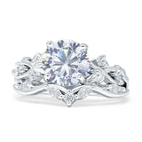 Art Deco Round Cubic Zirconia Infinity Leaf Design Bridal Ring 925 Sterling Silver