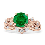 Art Deco Round Cubic Zirconia Infinity Leaf Design Bridal Ring 925 Sterling Silver
