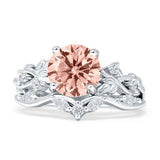 Art Deco Round Cubic Zirconia Infinity Leaf Design Bridal Ring 925 Sterling Silver