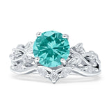 Art Deco Round Cubic Zirconia Infinity Leaf Design Bridal Ring 925 Sterling Silver
