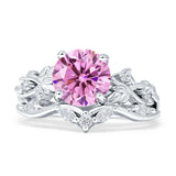 Art Deco Round Cubic Zirconia Infinity Leaf Design Bridal Ring 925 Sterling Silver