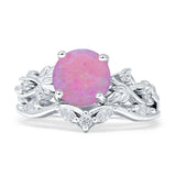 Art Deco Round Cubic Zirconia Infinity Leaf Design Bridal Ring 925 Sterling Silver
