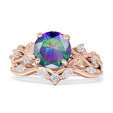 Art Deco Round Cubic Zirconia Infinity Leaf Design Bridal Ring 925 Sterling Silver