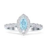 Art Deco Engagement Ring Halo Marquise Cubic Zirconia 925 Sterling Silver