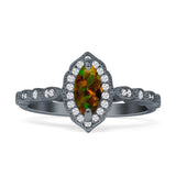 Art Deco Engagement Ring Halo Marquise Cubic Zirconia 925 Sterling Silver