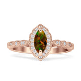Art Deco Engagement Ring Halo Marquise Cubic Zirconia 925 Sterling Silver