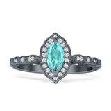 Art Deco Engagement Ring Halo Marquise Cubic Zirconia 925 Sterling Silver