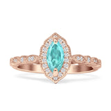 Art Deco Engagement Ring Halo Marquise Cubic Zirconia 925 Sterling Silver