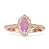 Art Deco Engagement Ring Halo Marquise Cubic Zirconia 925 Sterling Silver