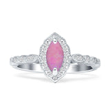 Art Deco Engagement Ring Halo Marquise Cubic Zirconia 925 Sterling Silver