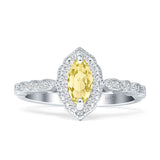 Art Deco Engagement Ring Halo Marquise Cubic Zirconia 925 Sterling Silver