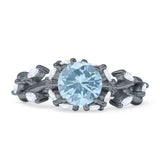 Round Infinity Marquise Vintage Style Floral Ring Natural Aquamarine 925 Sterling Silver