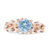 Round Infinity Marquise Vintage Style Floral Ring Natural Aquamarine 925 Sterling Silver