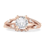 Round Engagement Ring Split Shank Cubic Zirconia 925 Sterling Silver