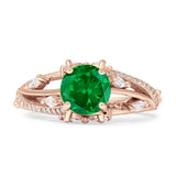 Round Engagement Ring Split Shank Cubic Zirconia 925 Sterling Silver