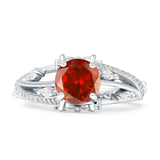 Round Engagement Ring Split Shank Cubic Zirconia 925 Sterling Silver