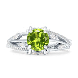 Round Engagement Ring Split Shank Cubic Zirconia 925 Sterling Silver