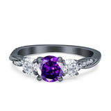 Infinity Round Three Stone Ring Cubic Zirconia 925 Sterling Silver
