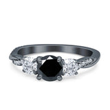Infinity Round Three Stone Ring Cubic Zirconia 925 Sterling Silver