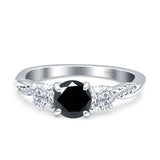 Infinity Round Three Stone Ring Cubic Zirconia 925 Sterling Silver