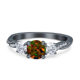 Infinity Round Three Stone Ring Cubic Zirconia 925 Sterling Silver