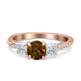 Infinity Round Three Stone Ring Cubic Zirconia 925 Sterling Silver
