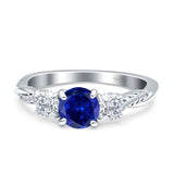 Infinity Round Three Stone Ring Cubic Zirconia 925 Sterling Silver