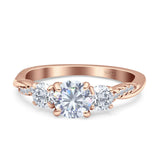 Infinity Round Three Stone Ring Cubic Zirconia 925 Sterling Silver