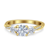 Infinity Round Three Stone Ring Cubic Zirconia 925 Sterling Silver