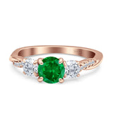 Infinity Round Three Stone Ring Cubic Zirconia 925 Sterling Silver