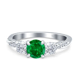 Infinity Round Three Stone Ring Cubic Zirconia 925 Sterling Silver