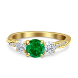 Infinity Round Three Stone Ring Cubic Zirconia 925 Sterling Silver