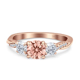 Infinity Round Three Stone Ring Cubic Zirconia 925 Sterling Silver