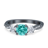 Infinity Round Three Stone Ring Cubic Zirconia 925 Sterling Silver